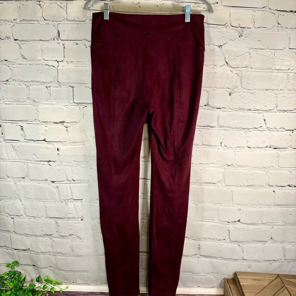White House Black Market Burgundy‎ Wine Velvet Suede Leggings